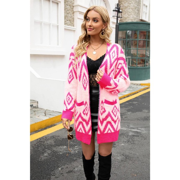 Argyle Open Front Pocket Cardigan - Picture 1 of 11